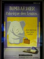  Bombardier, stellt Zge her, die gerumiger sind, fr Ihren Komfort .

ffentliche Werbung fr neue Eisenbahnfahrzeuge.
Bombardier wirbt (hier in Paris, aber auch in anderen Regionen Frankreichs) mit den komfortablen und modernen Triebzgen des Typs AGC.

Paris 2009
