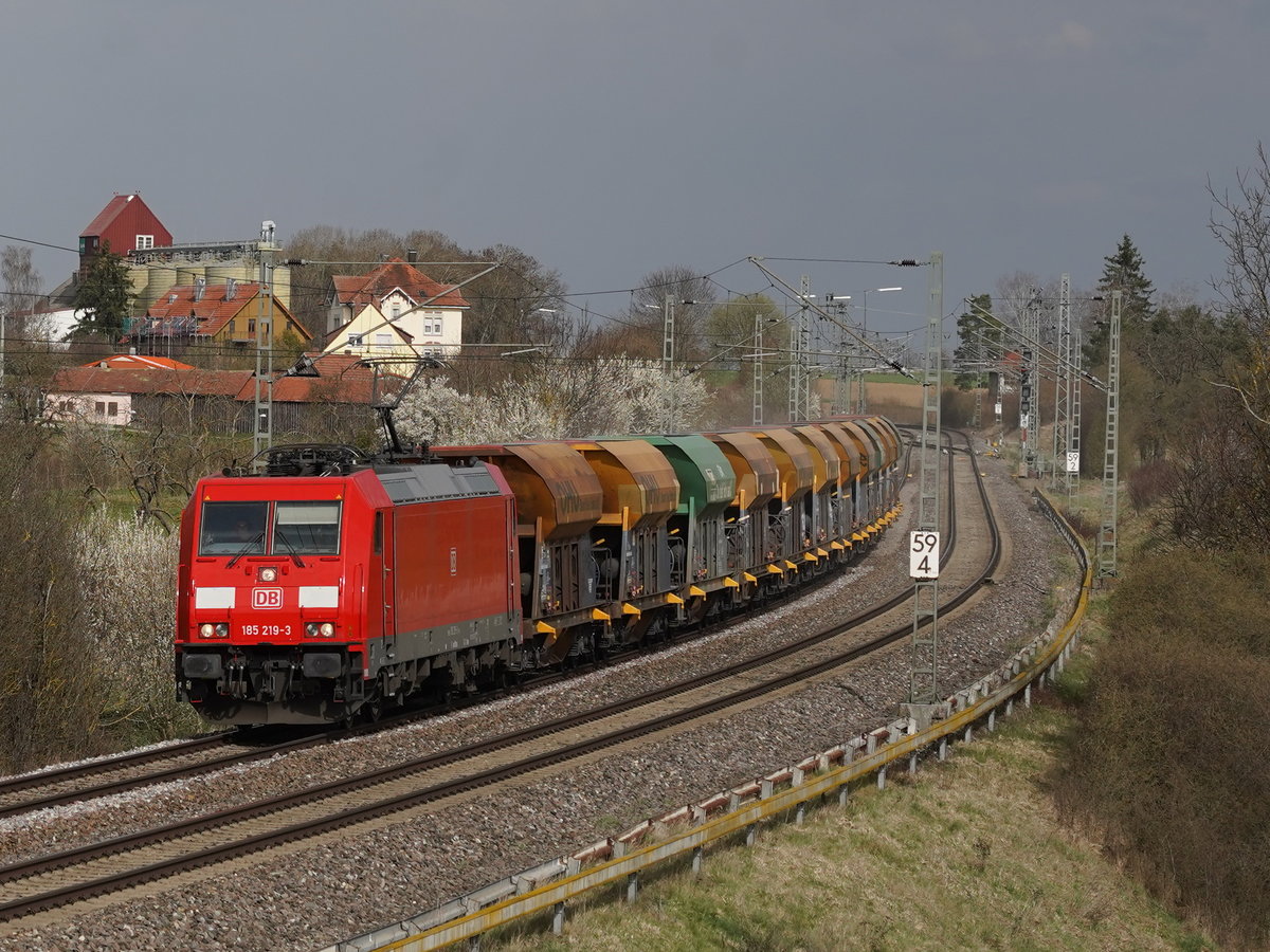 2021-04-01 413a Eutingen DB-185_219 2021-04-01 504a Eutingen OHU+Kieszug-OHU-Uhl=Friesenheim-Villingen Umleiter=Schwarzwaldbahnsperrung