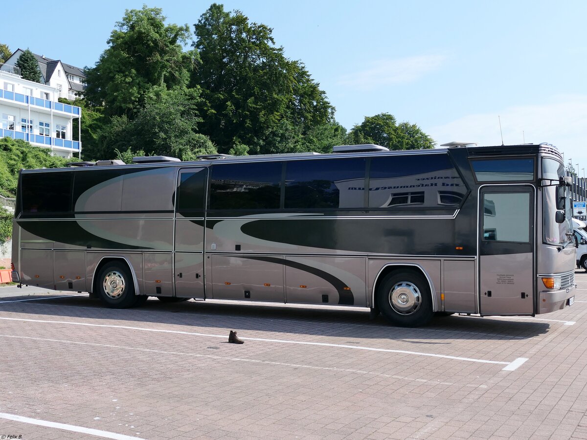 Drögmöller E 310 als Wohnmobil (ex Tournee-Service Michael Tietze) im Stadthafen Sassnitz.