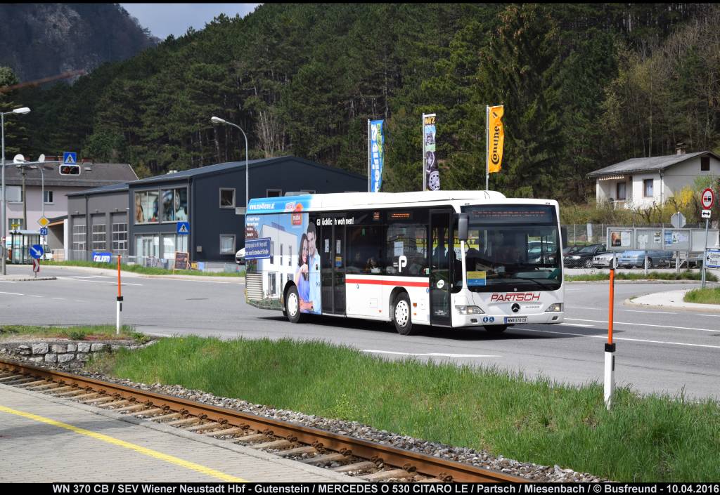 Ein MERCEDES O 530 CITARO II LE der Fa. Partsch unterwegs beim SEV im Auftrag der �BB.