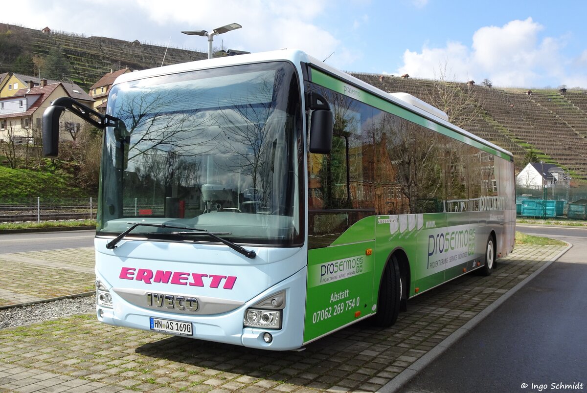 Ernesti Bustouristik aus Güglingen | Nr. 9 | HN-AS 1690 | Iveco Crossway LE | 01.04.2018 in Besigheim