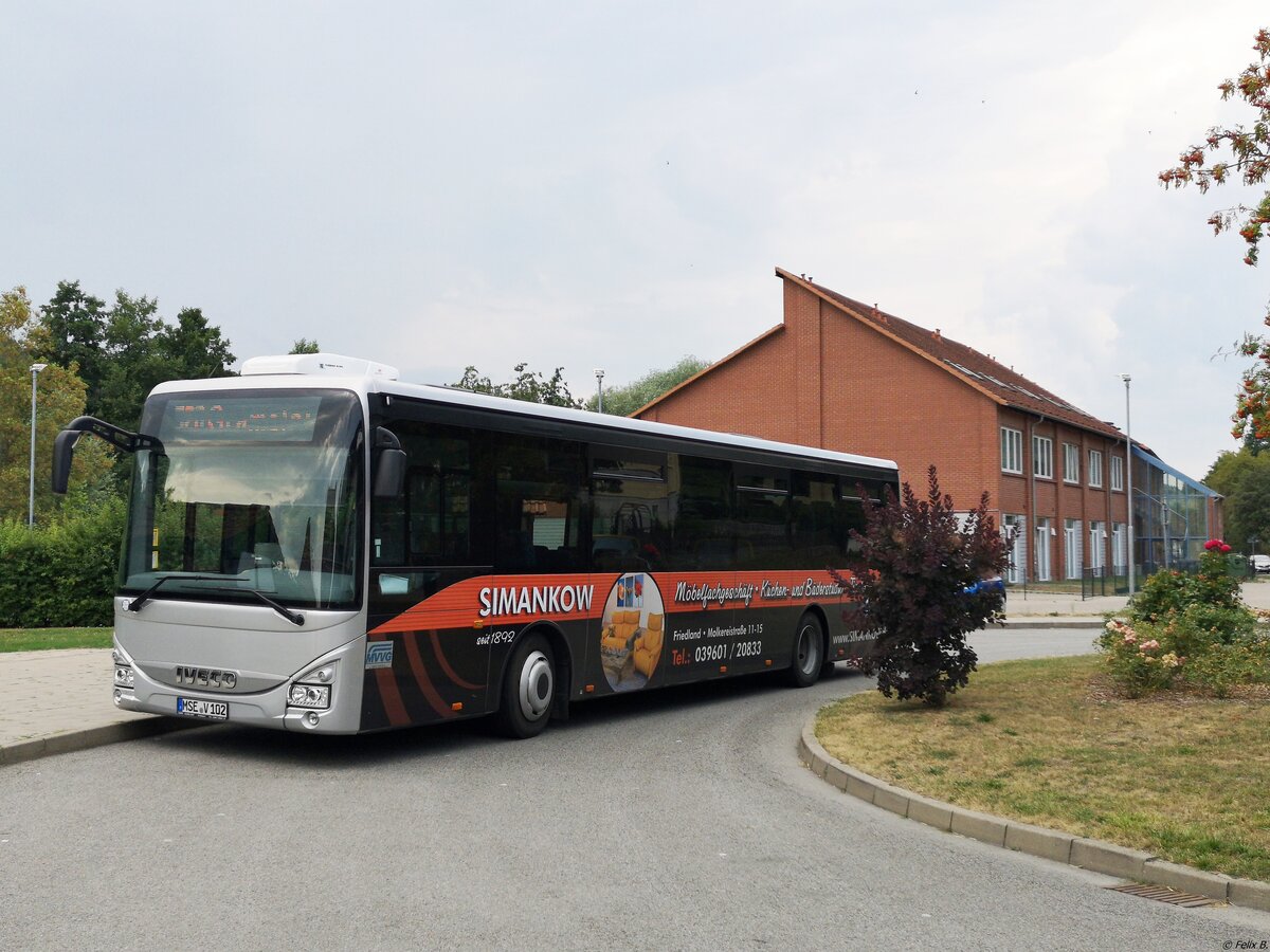 Iveco Crossway der MVVG in Burg Stargard. 