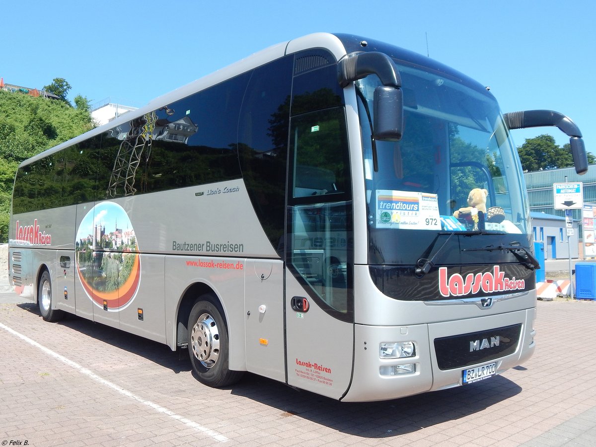 MAN Lion's Coach von Lassak-Reisen aus Deutschland im Stadthafen Sassnitz. 
