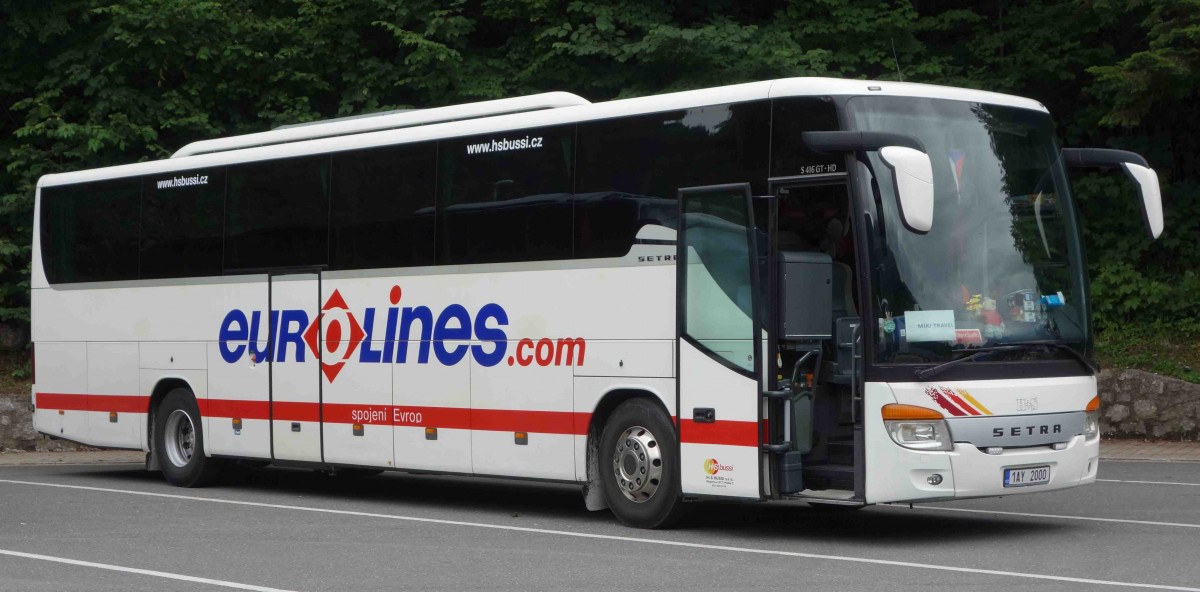 Setra S416 GT-HD, steht auf dem Busparkplatz am K�nigsee im Juli 2015