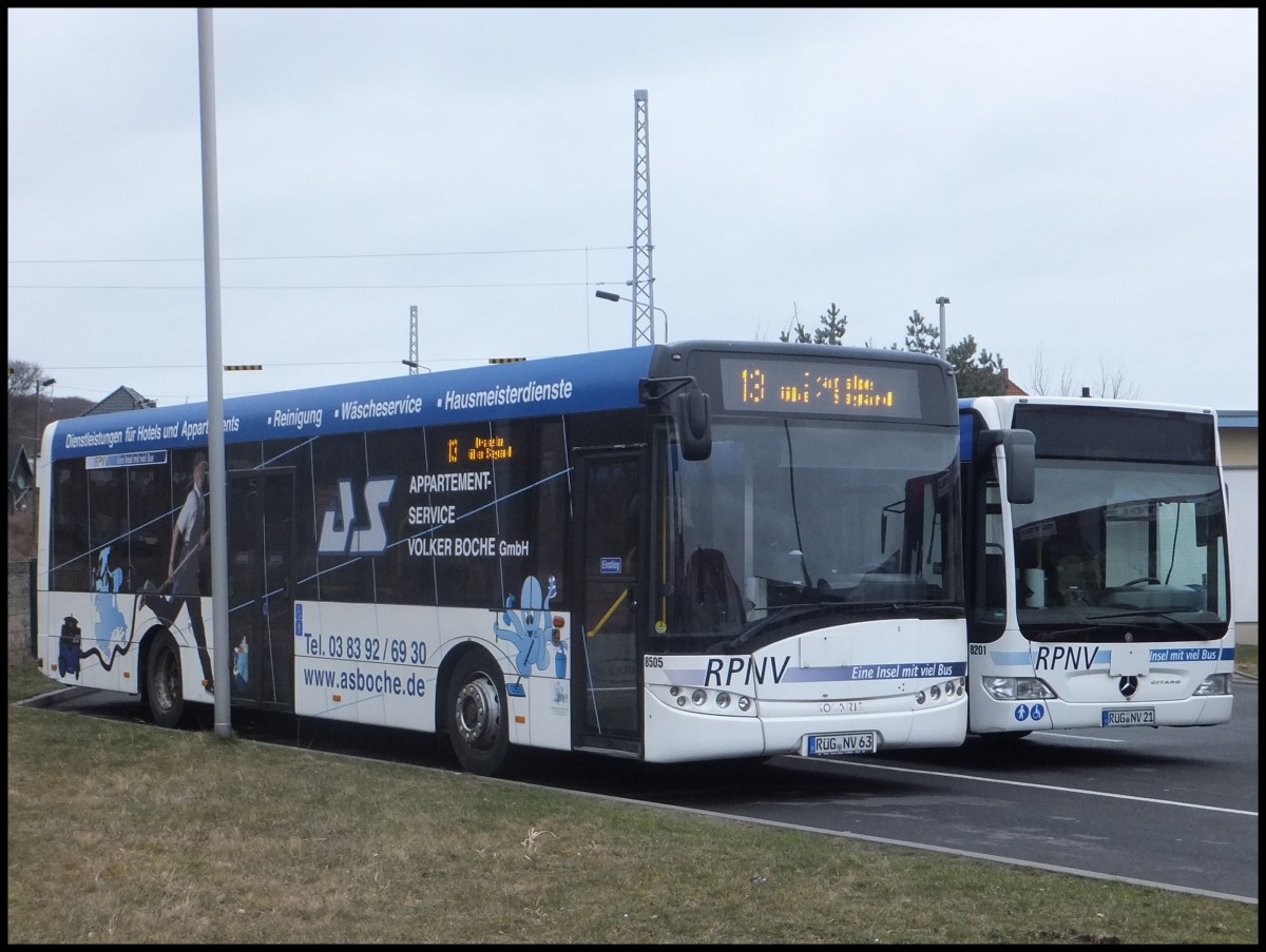 Solaris Urbino 12 und Mercedes Citaro II der RPNV in Sassnitz.
