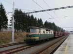 Lichkov CD-130 042 kommt mit Autotransportwagen-Gterzug aus Polen; 2011-11-18
