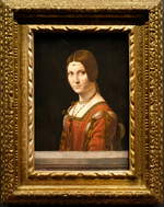 2020-02-23 631b Paris-Louvre Leonardo-da-Vinci-Ausstellung Bild=La Belle Ferronnière (Da-Vinci um 1496)