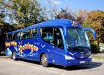 SCANIA IRIZAR von Busreisen DATZINGER aus Nieder�sterreich im August 2013 in Krems gesehen.