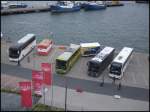 Setra 415 HDH vom Reiseb�ro Buck aus Deutschland und Setra 415 GT-HD von Wricke-Touristik aus Deutschland und VDL Futura aus Deutschland und MAN Lion's Coach von Melskotte aus Deutschland im