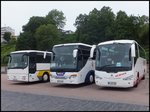 MAN �L 353 der Verkehrsbetriebe Teltow-Fl�ming und Setra 415 GT-HD von Stewa aus Deutschland und Scania Irizar von H�bner aus Deutschland im Stadthafen Sassnitz.