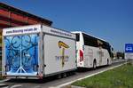 Volvo 9700 mit Radanh�nger von Thiesing Reisen aus der BRD in Krems gesehen.
