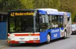 L�denscheid: MAN - Bus (MK - V 260) mit dem Wappen der MVG im M�rkischen Kreis als Linie 42 beim Haltepunkt Hasenkamp - gesehen im Okt.