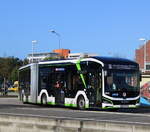 MAN Lion´s E als Linie 36 von Warnem�nde Strand nach Rostock Mecklenburger Allee am 14.10.2023 in Warnem�nde Werft